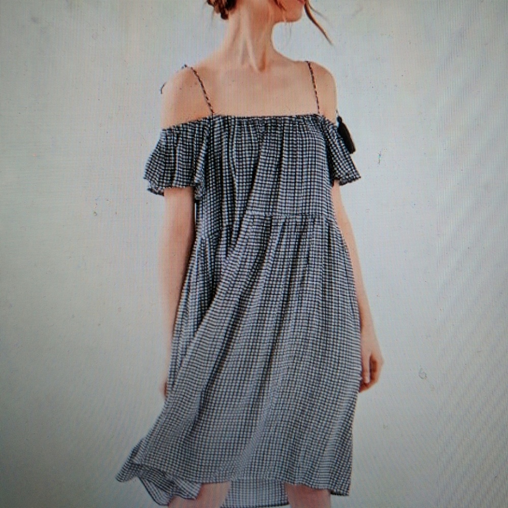 Off the shoulder plaid dress